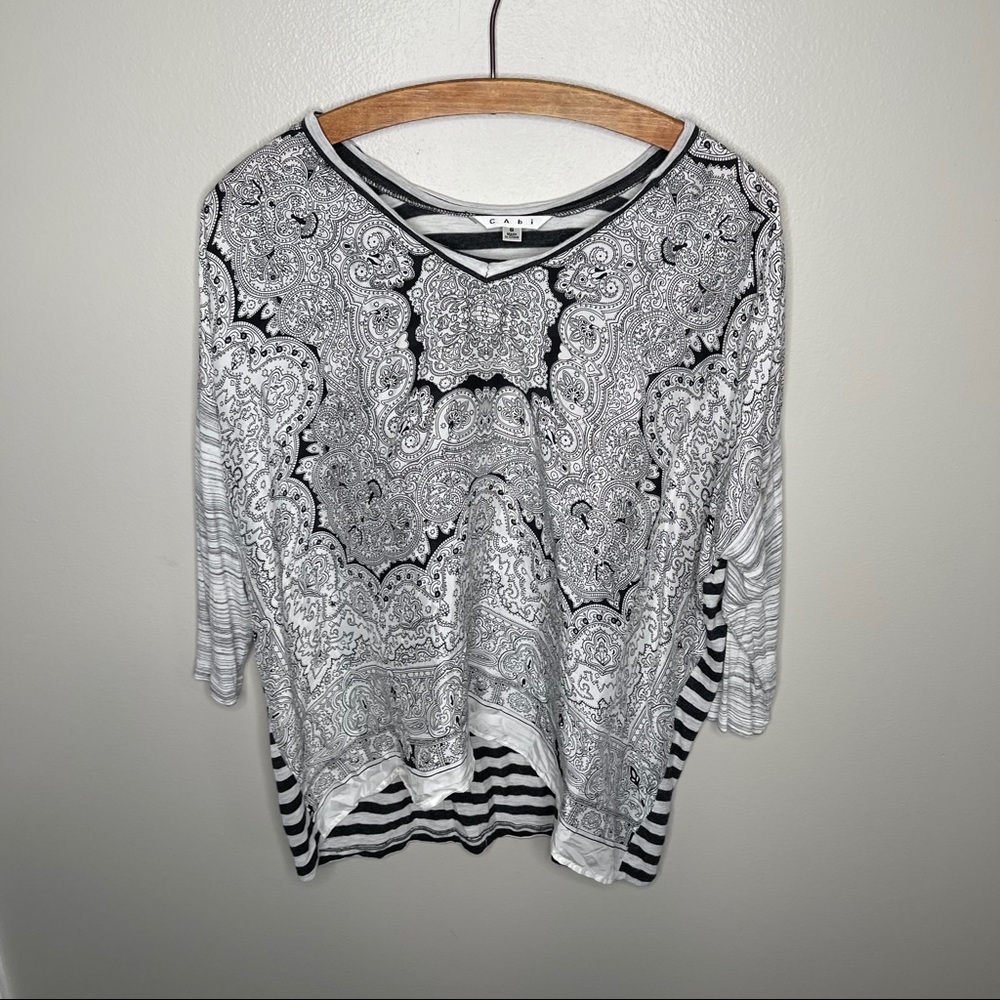 Cabi Silk Scarf Paisly Print Oversized Blouse Top